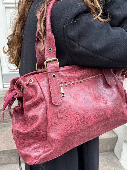 Sac GEREL bordeaux cuir mat grand modèle