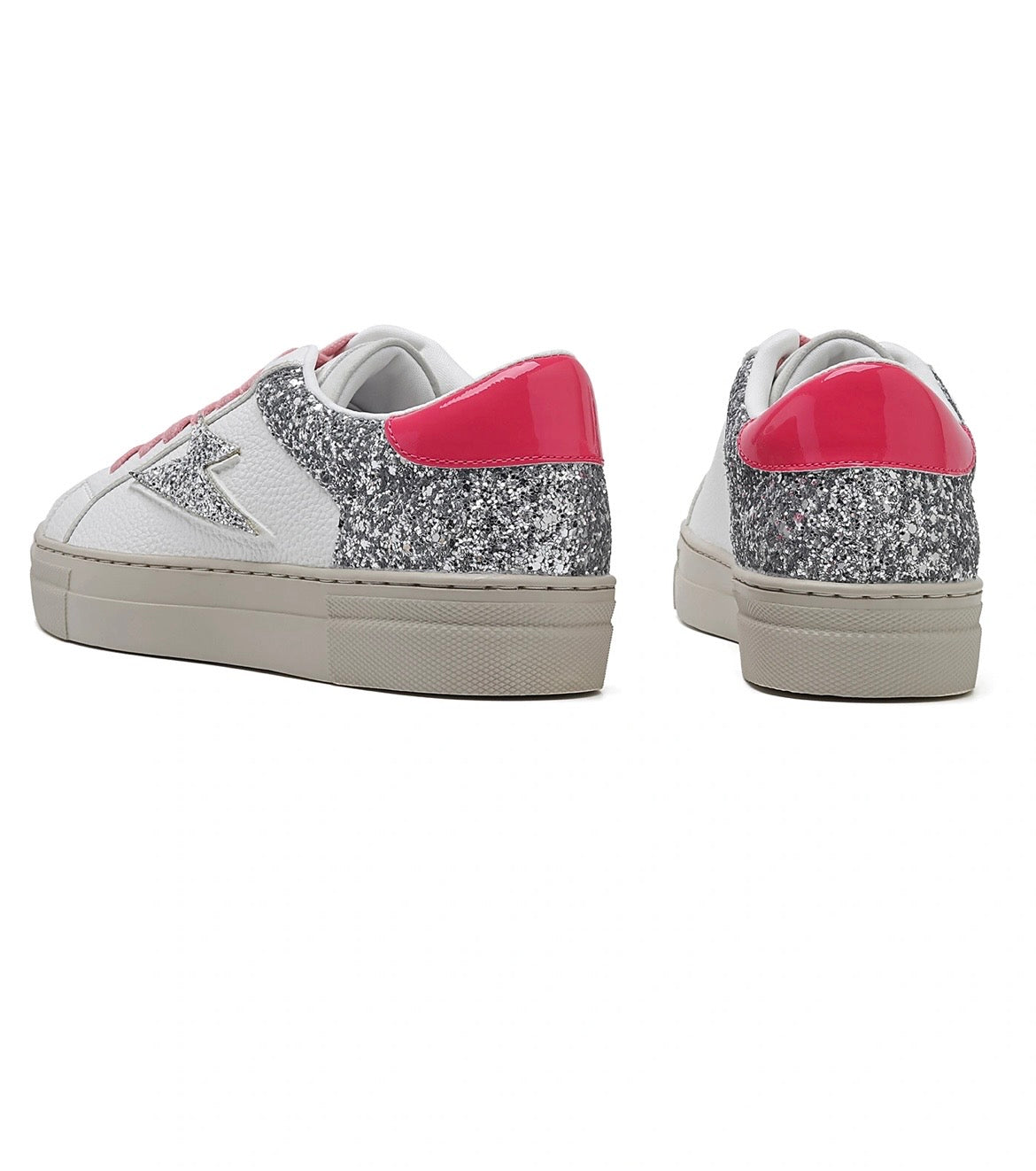 Baskets STELLA argentée et rose