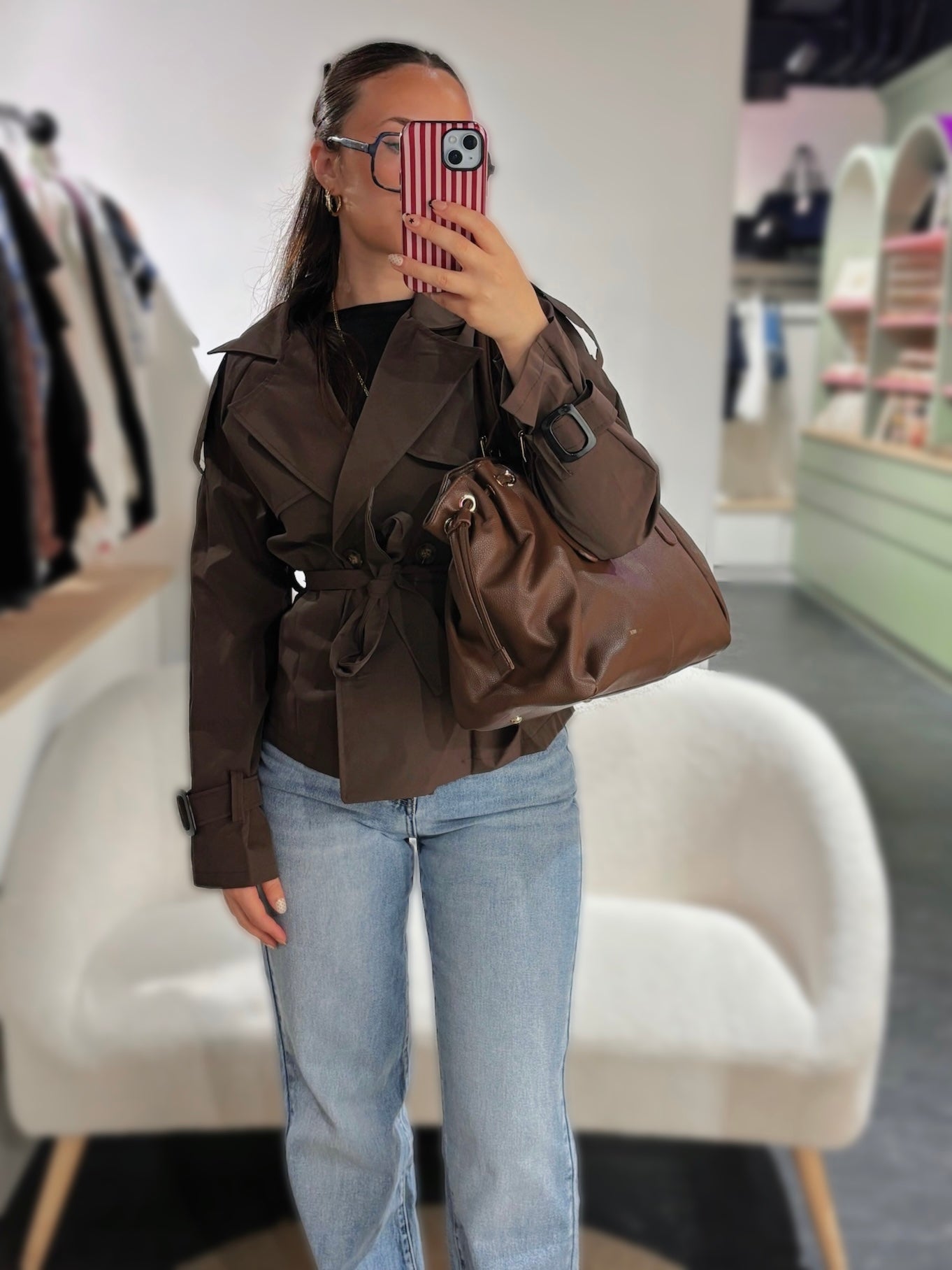 Sac STUD chocolat grainé synthétique