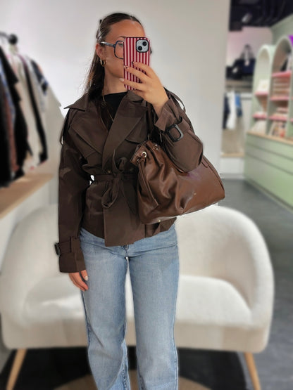 Sac STUD chocolat grainé synthétique