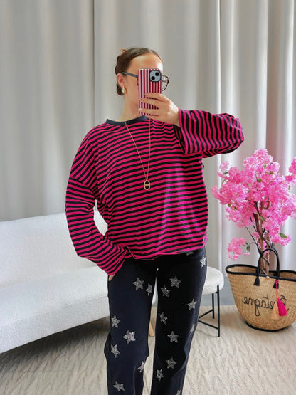 T-shirt MARINE rose et noir