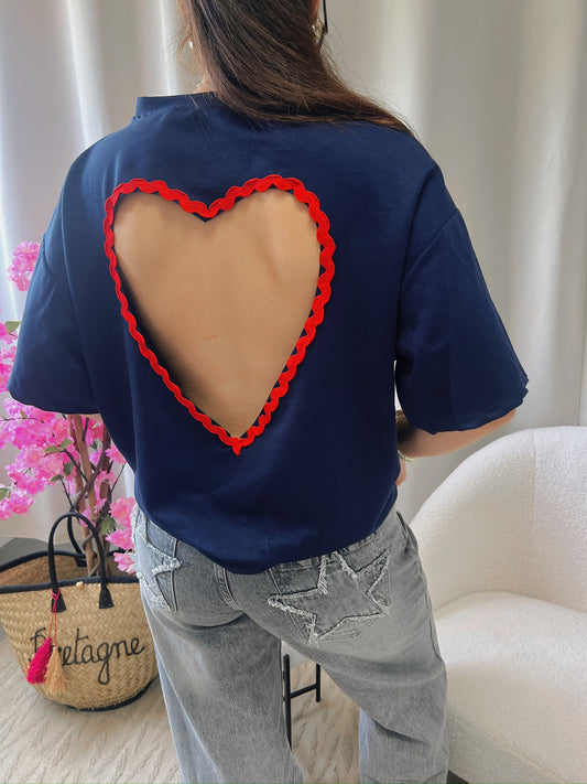 T-shirt CŒUR bleu marine