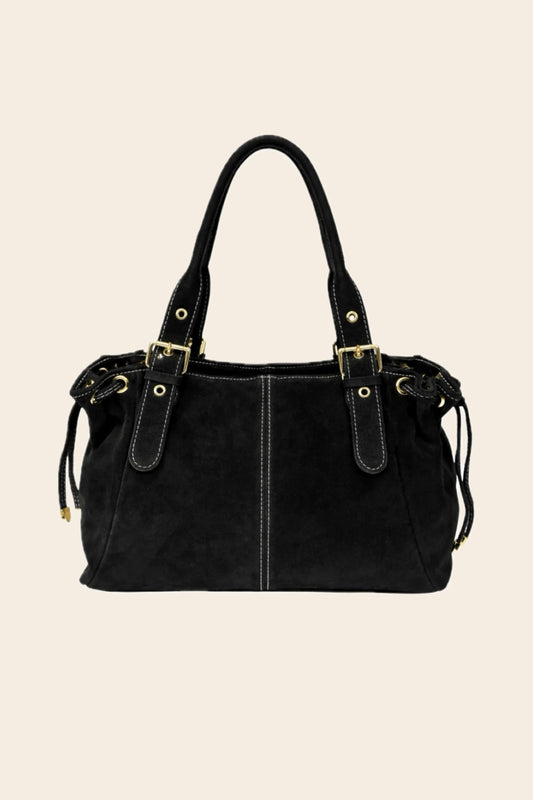 Sac GEREL noir en daim grand modèle