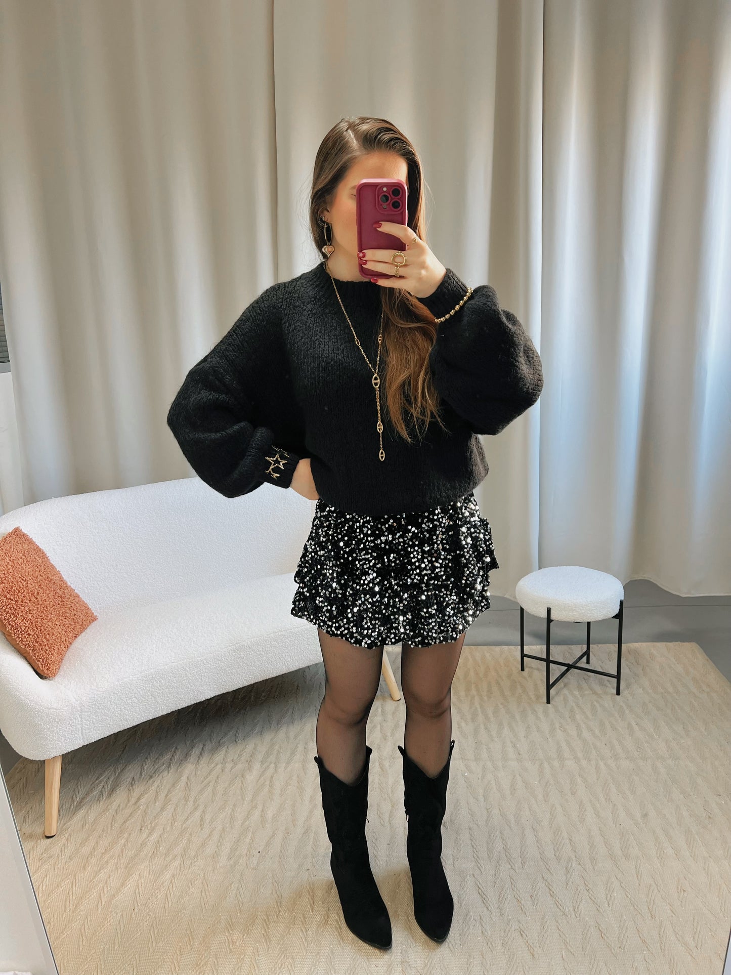 Jupe short GLITTER argent