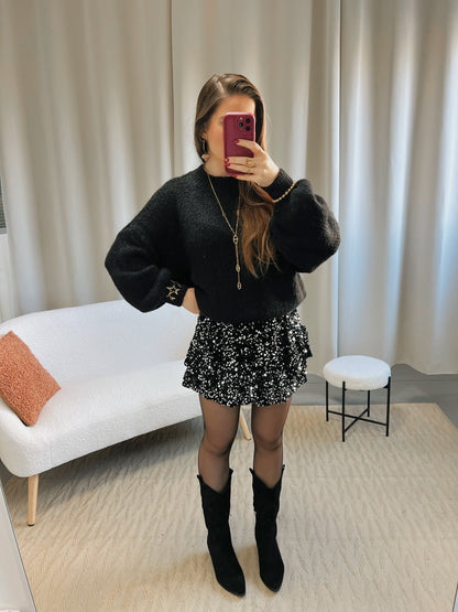 Jupe short GLITTER argent