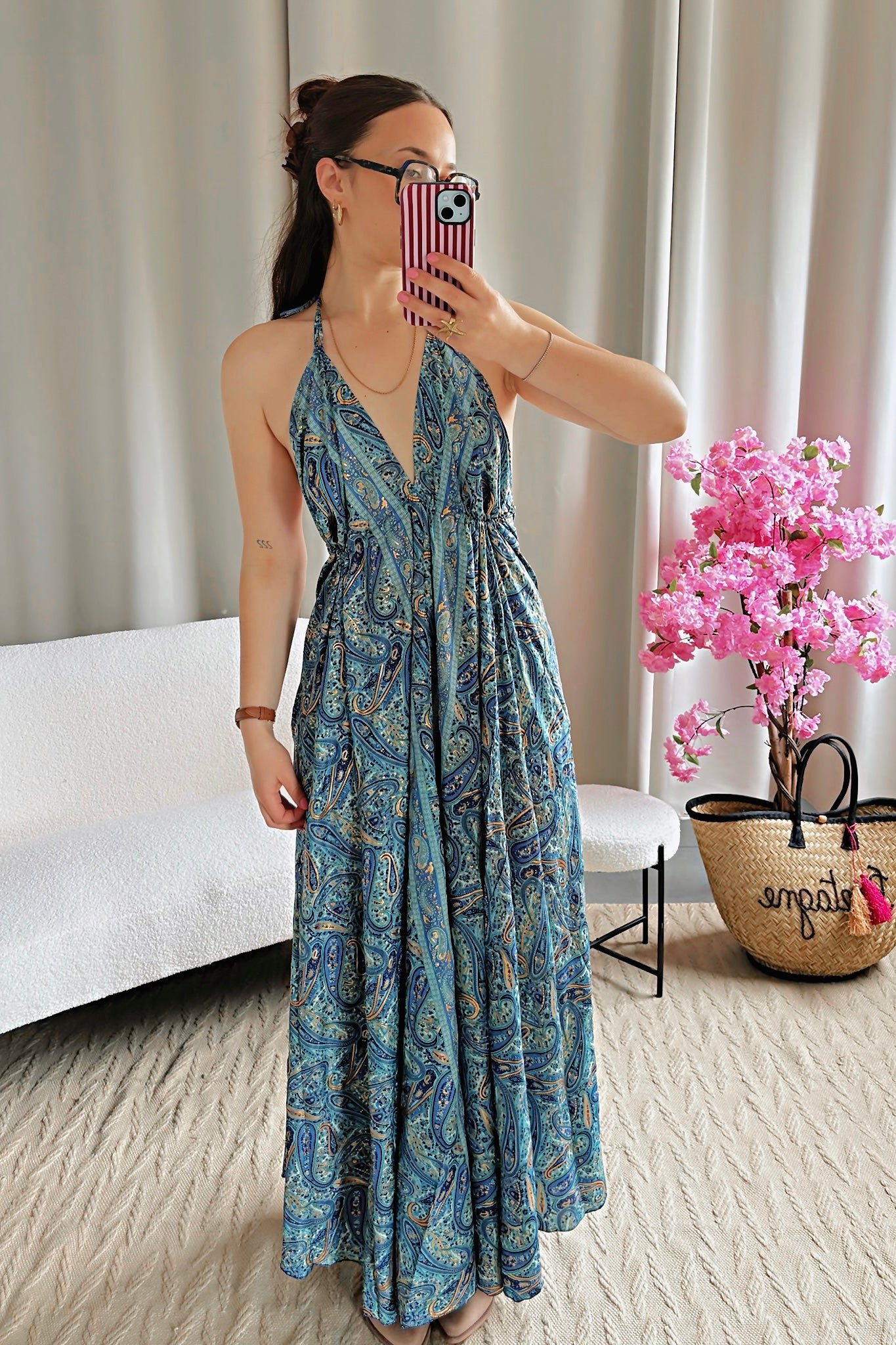 Robe BOHÈME bleu canard
