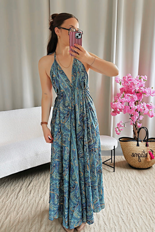 Robe BOHÈME bleu canard