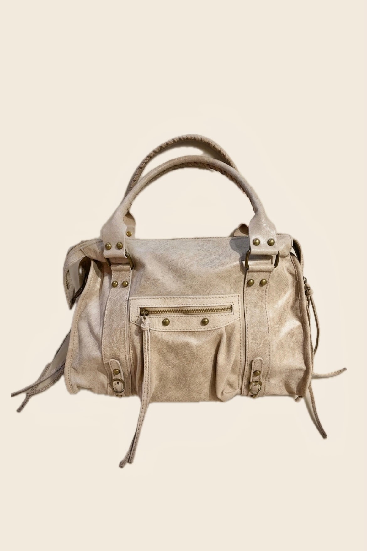 Sac PANAM cuir beige mat GRAND modèle