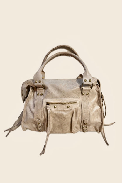 Sac PANAM cuir beige mat GRAND modèle