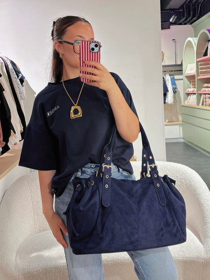 Sac BOSTON bleu marine en suédine