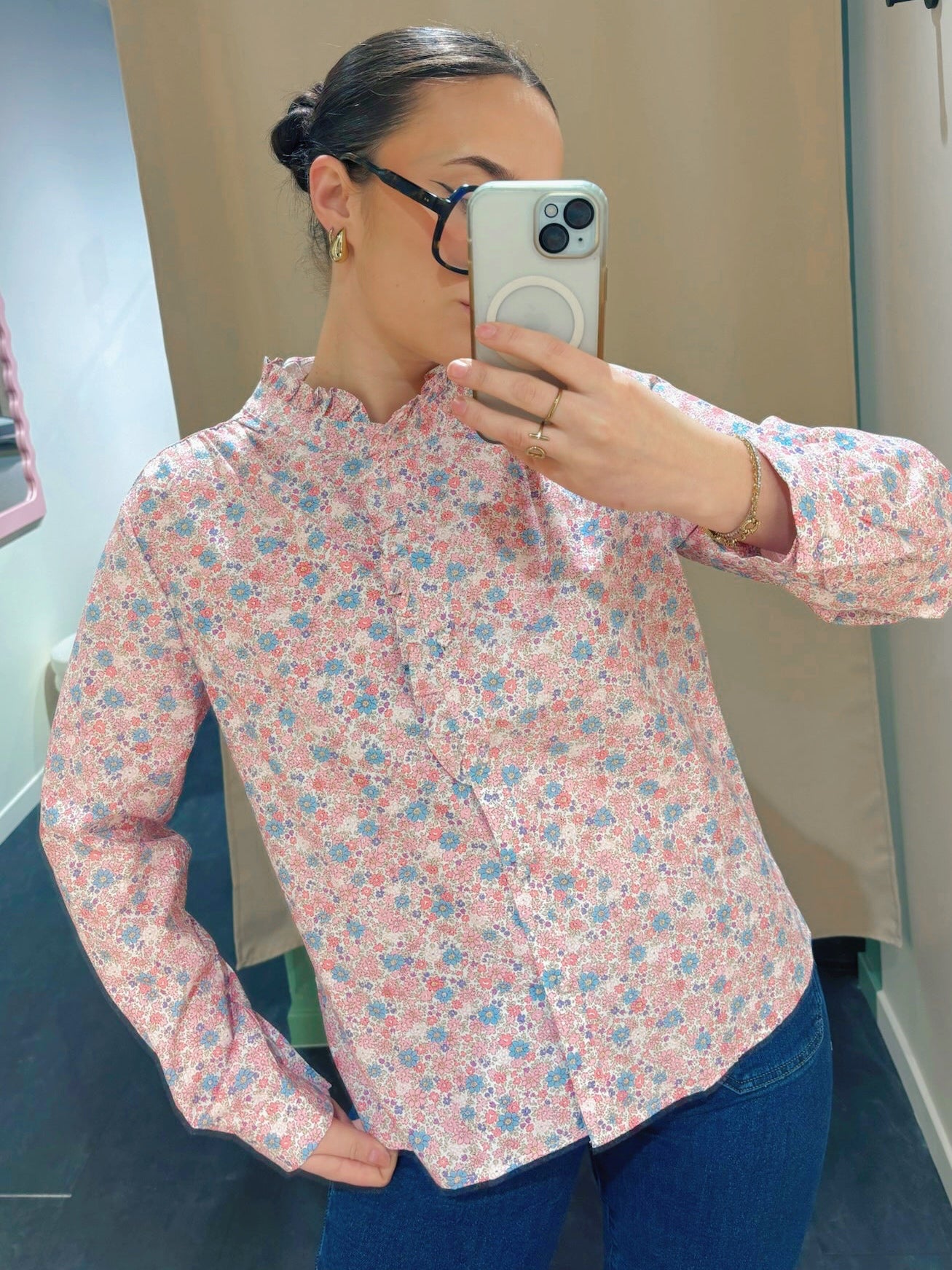 Chemise LILA rose et bleu