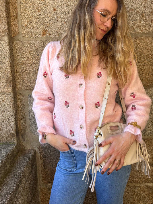 Gilet ROSALIE rose clair
