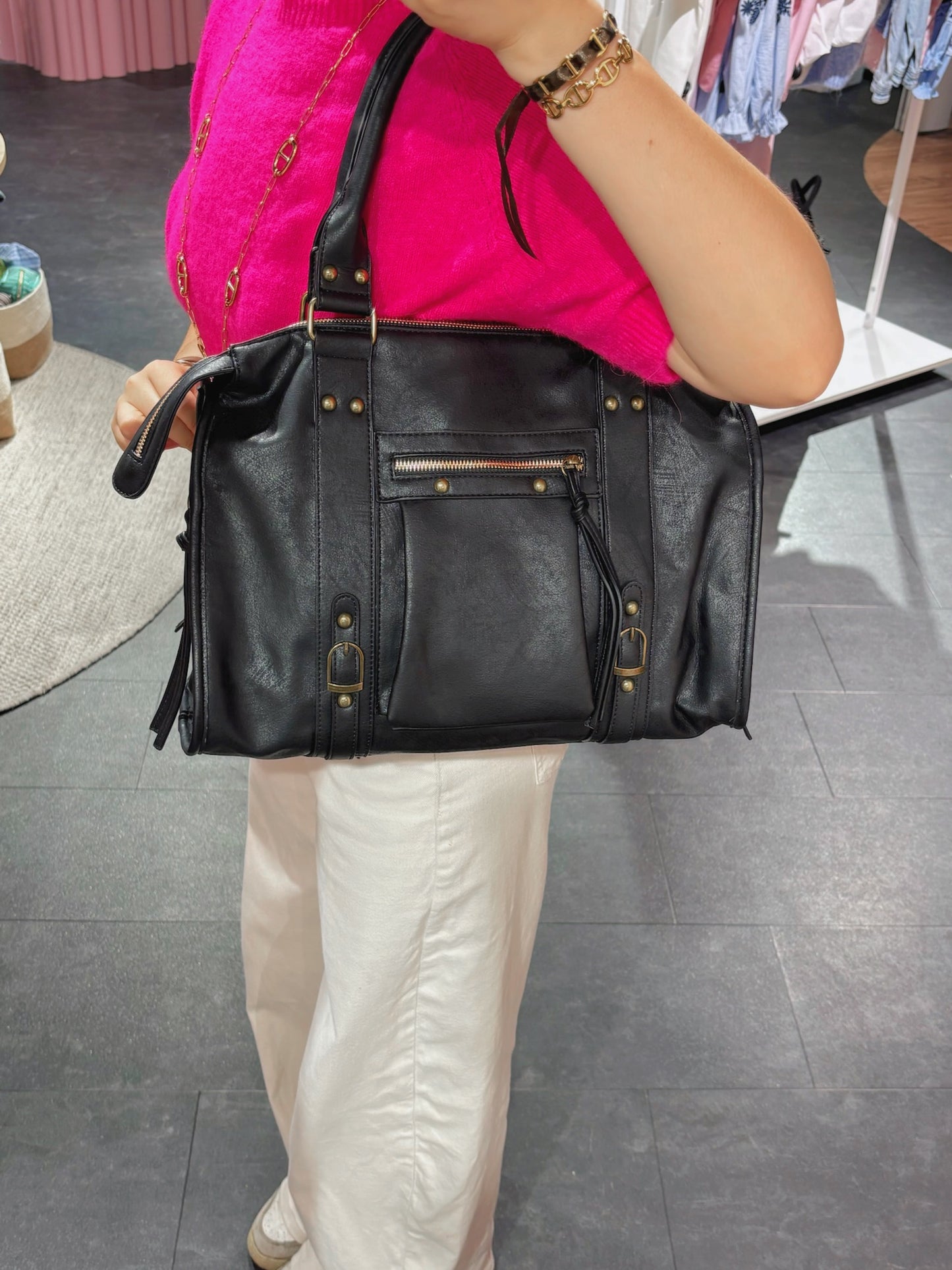 Sac MONACO noir brossé synthétique
