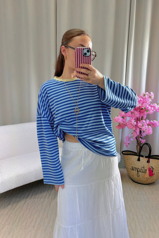 T-shirt MARINE bleu et col jaune
