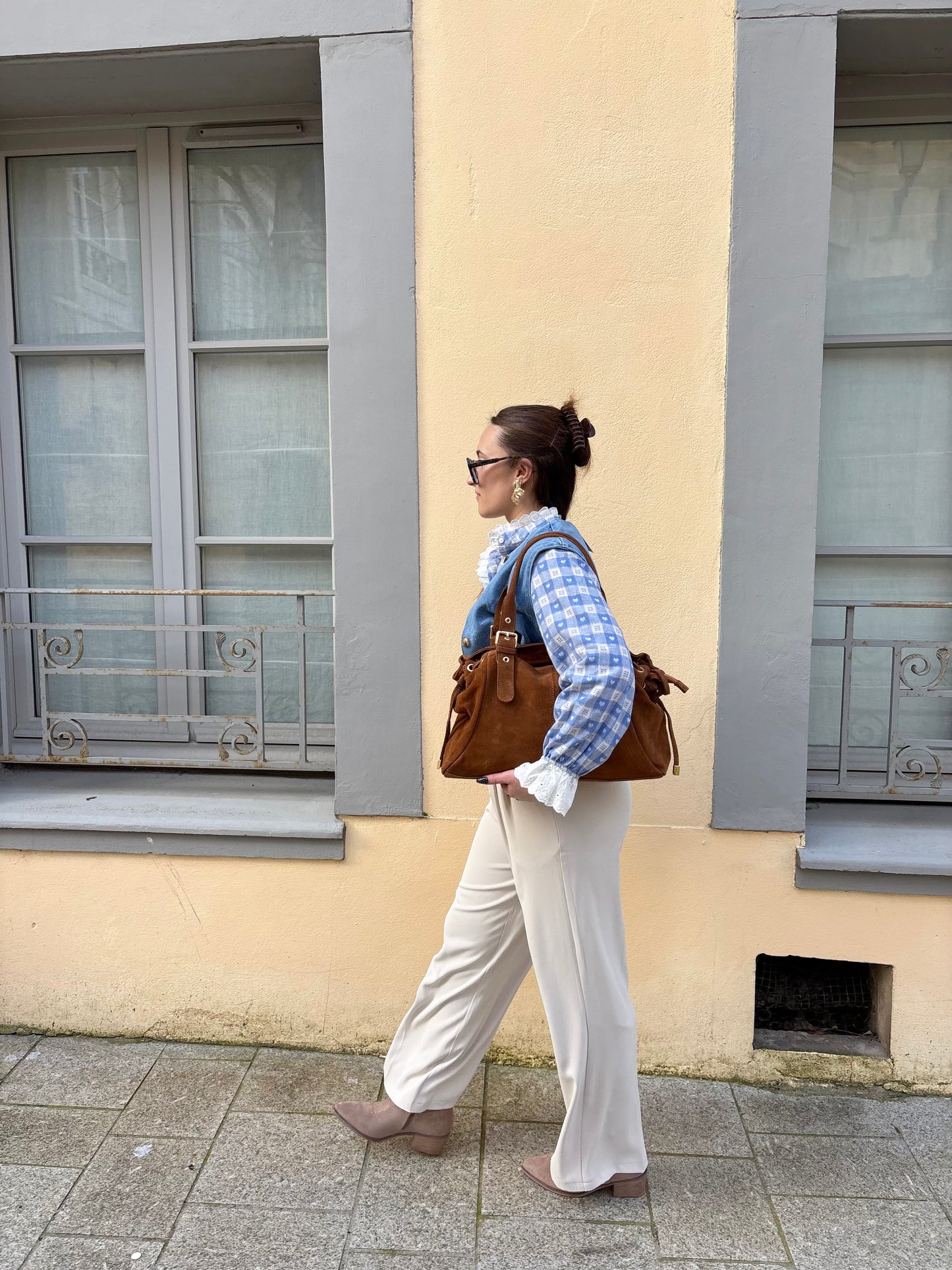 Sac GEREL camel en daim grand modèle