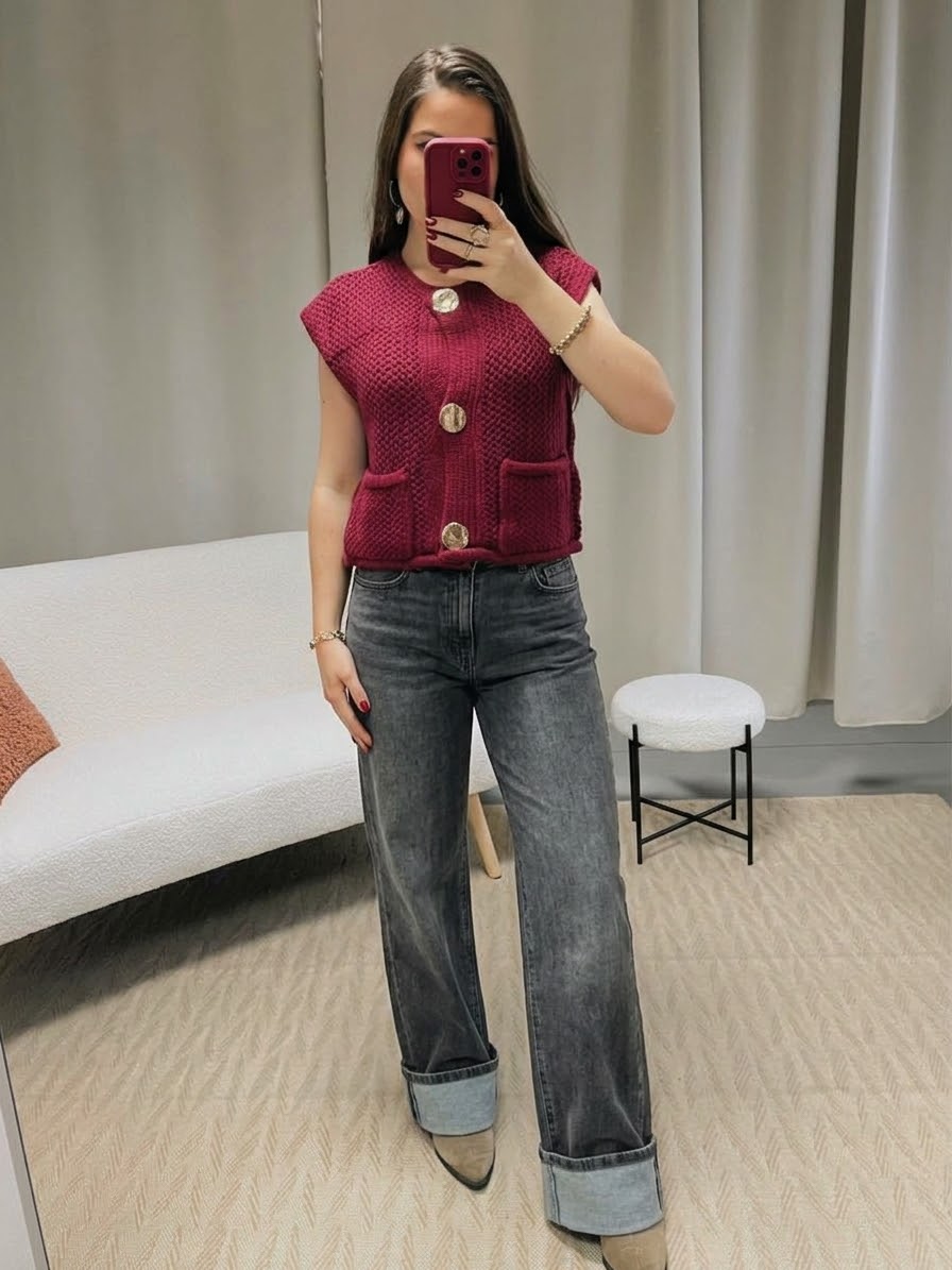 Jean wide leg LILY gris foncé