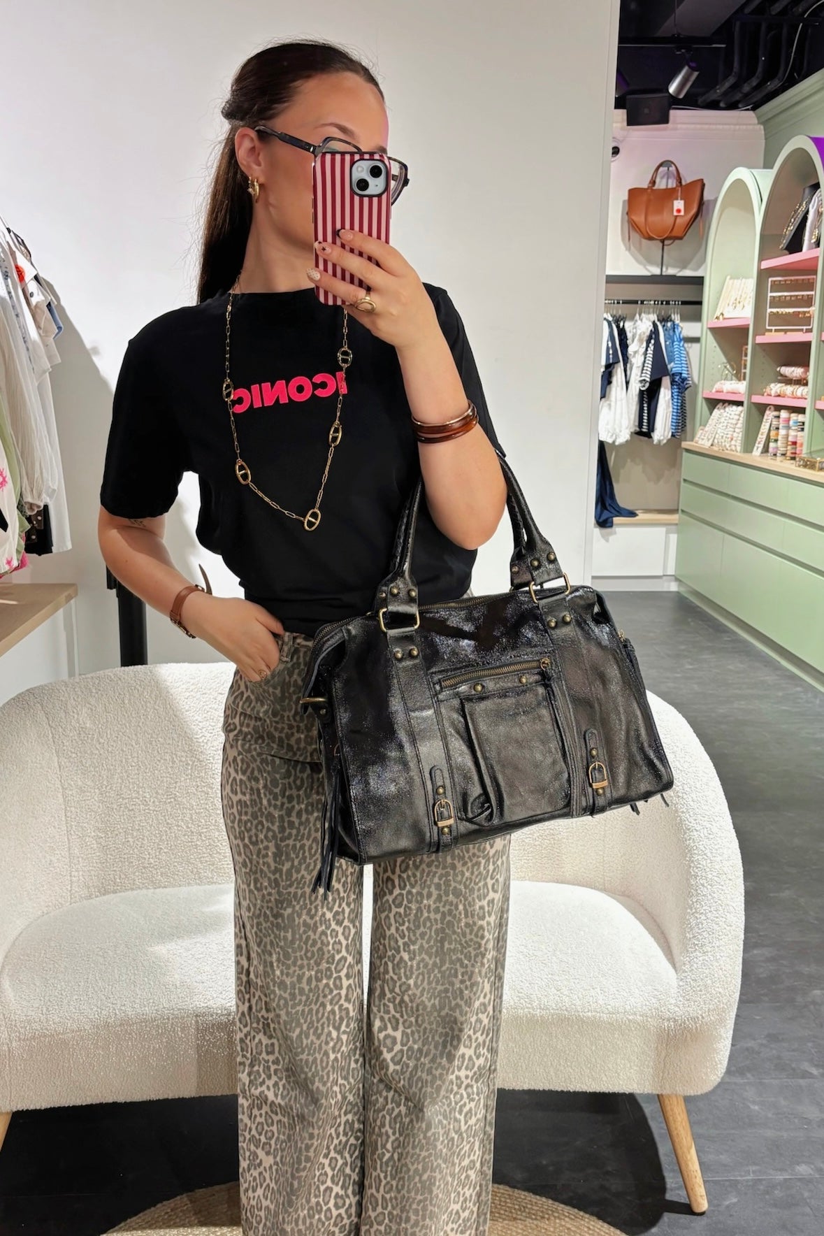 Sac PANAM noir irisé GRAND modèle