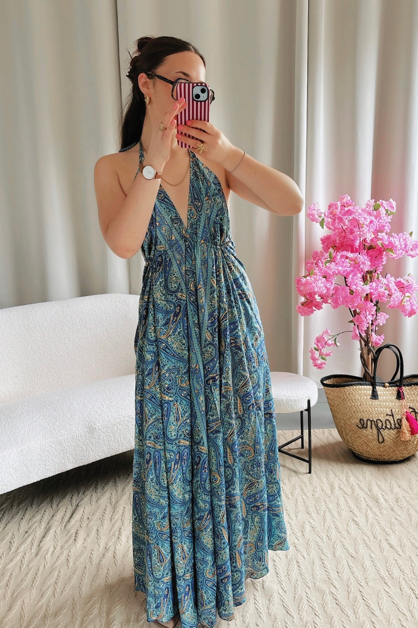 Robe BOHÈME bleu canard