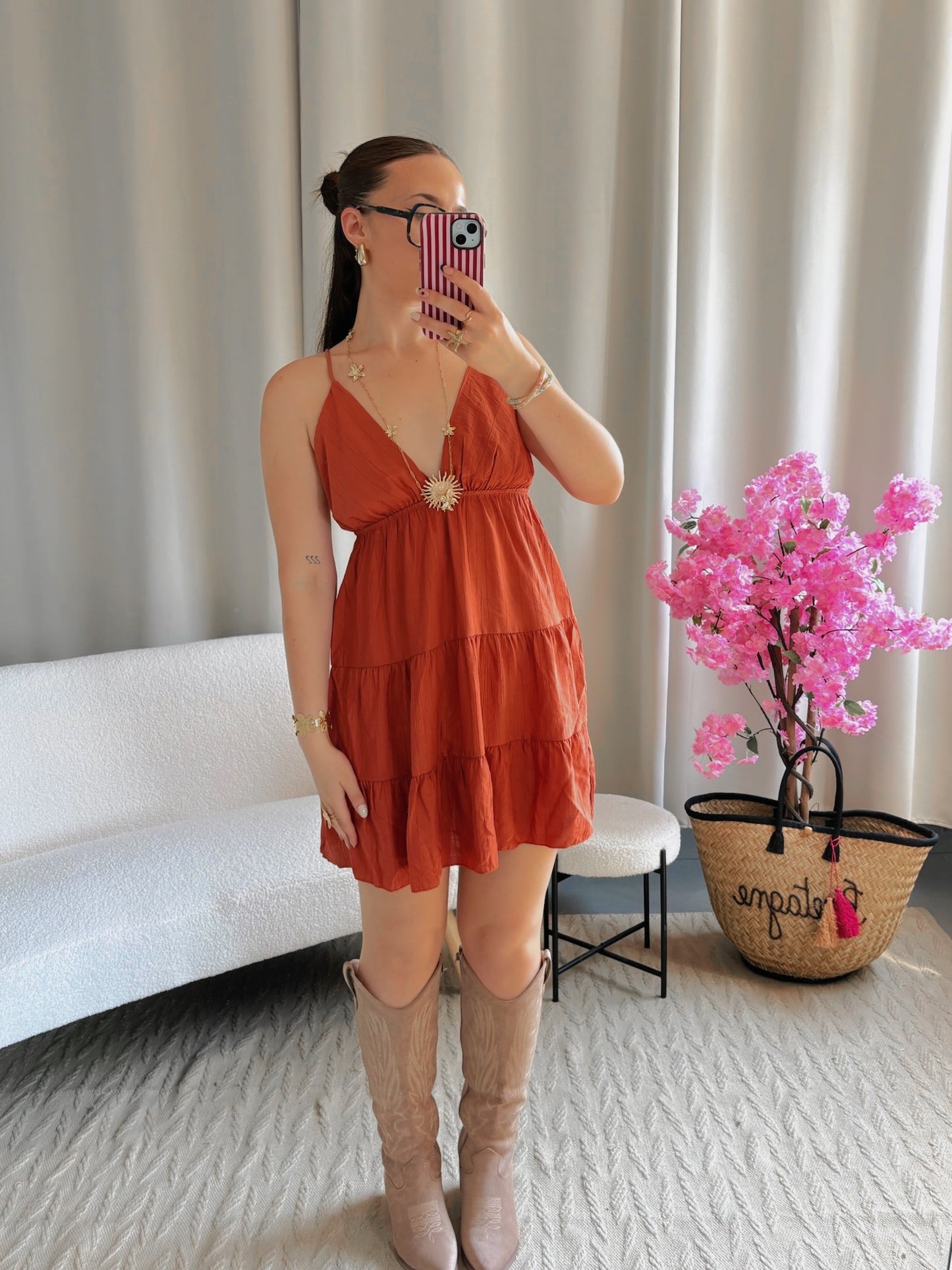 Robe SOLEIL courte terracotta