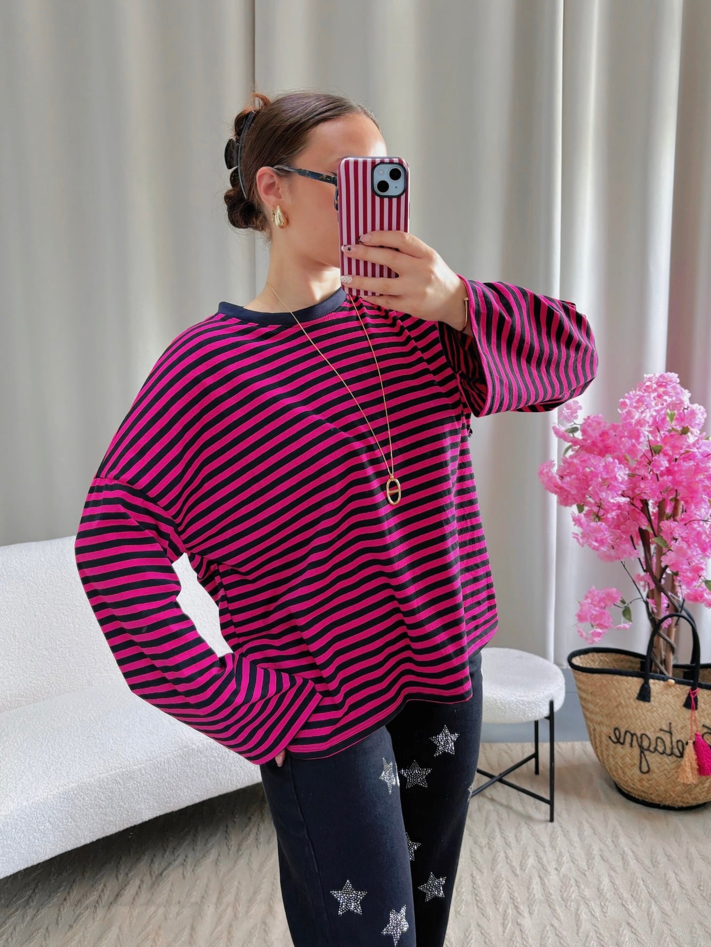 T-shirt MARINE rose et noir