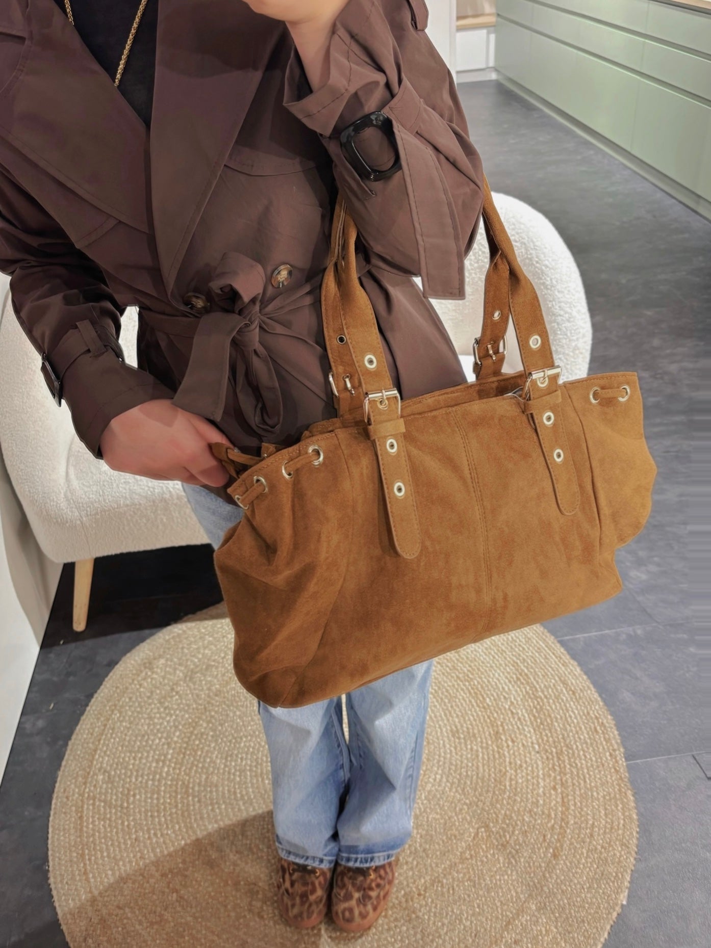 Sac BOSTON camel en suédine