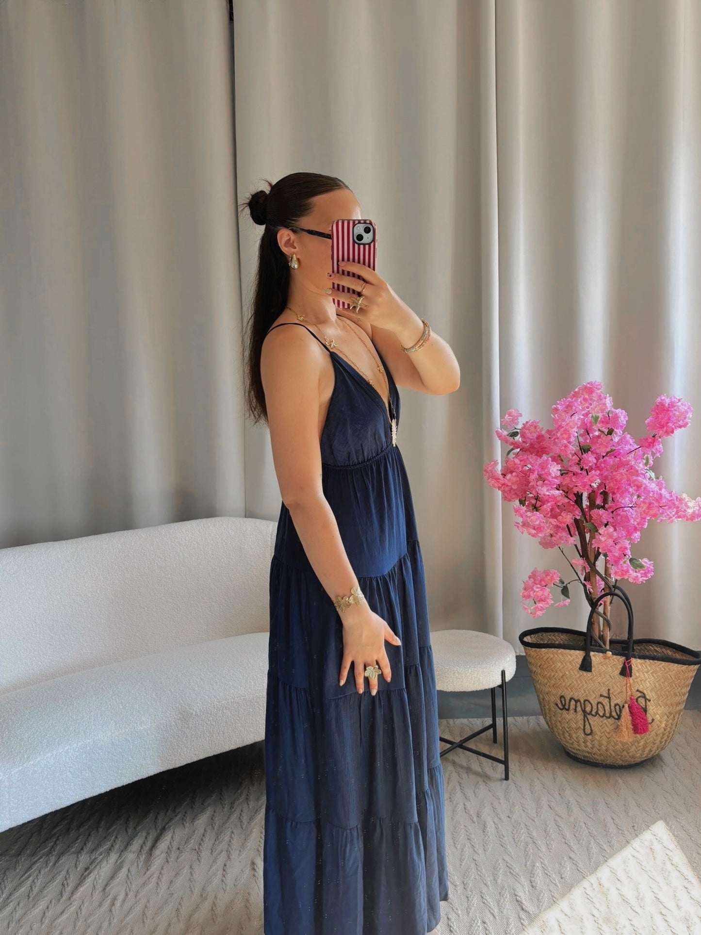 Robe SOLEIL longue bleu marine