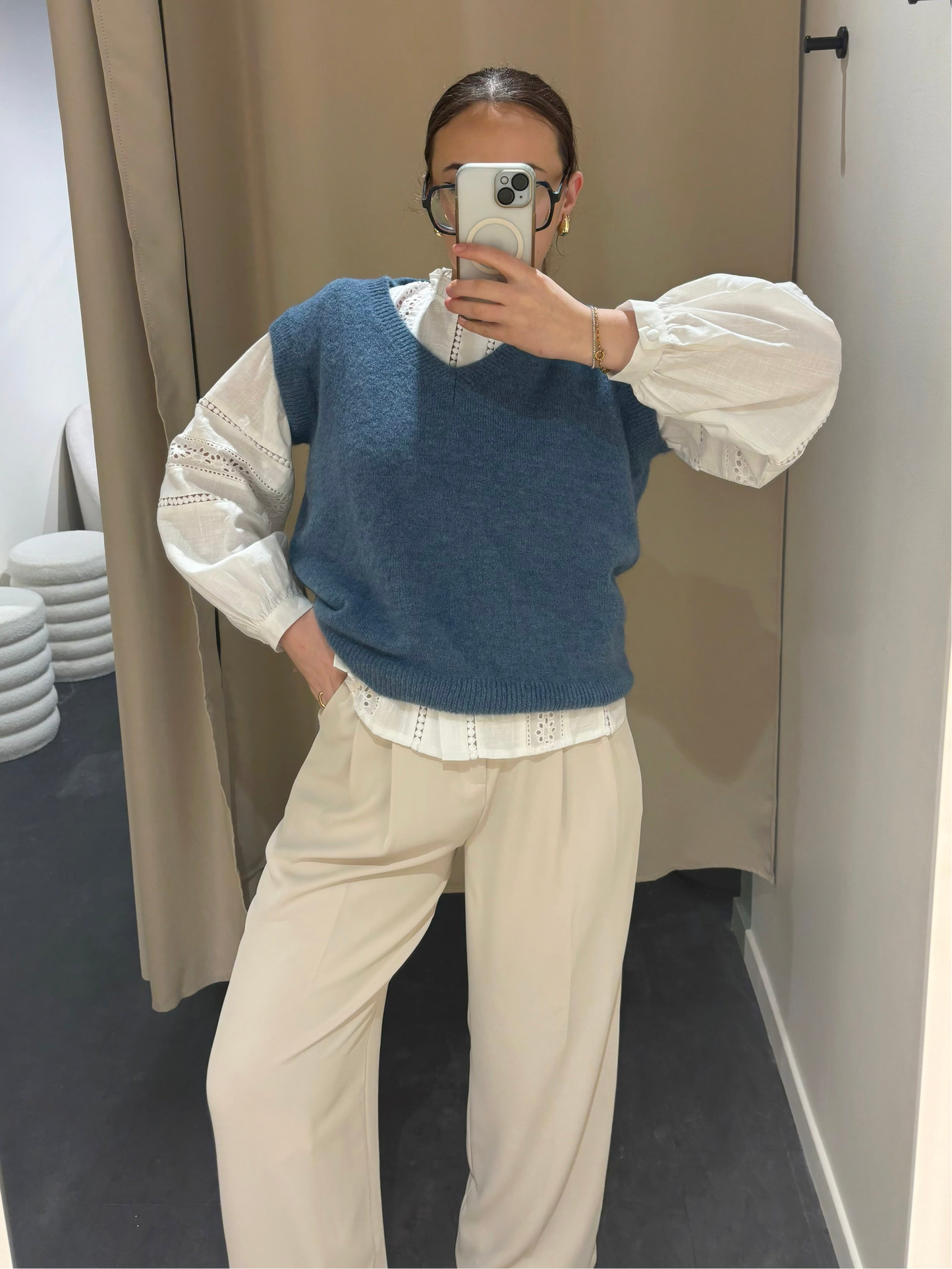 Pull VICKY bleu jean