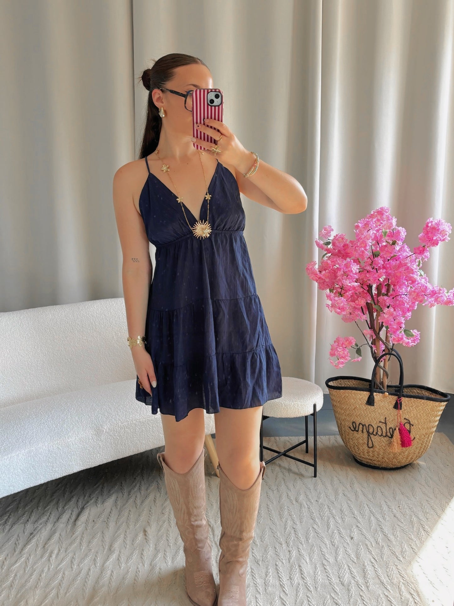 Robe SOLEIL courte bleu marine