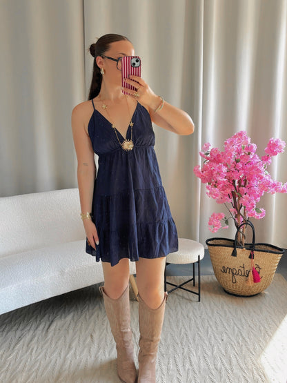 Robe SOLEIL courte bleu marine