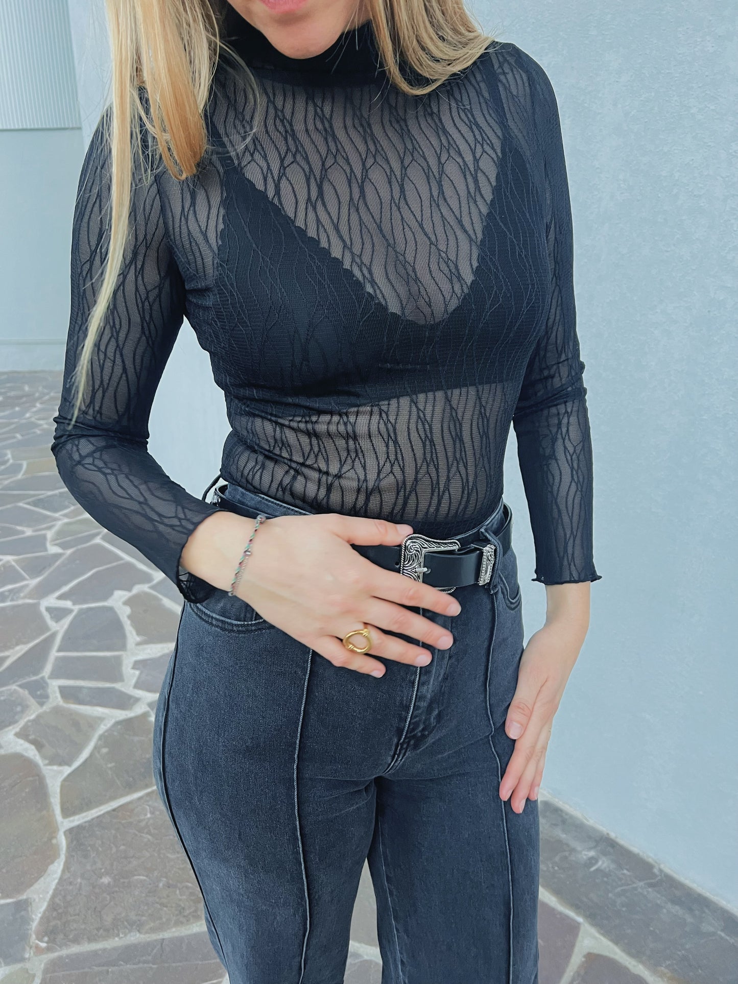 Top HELENA noir transparent