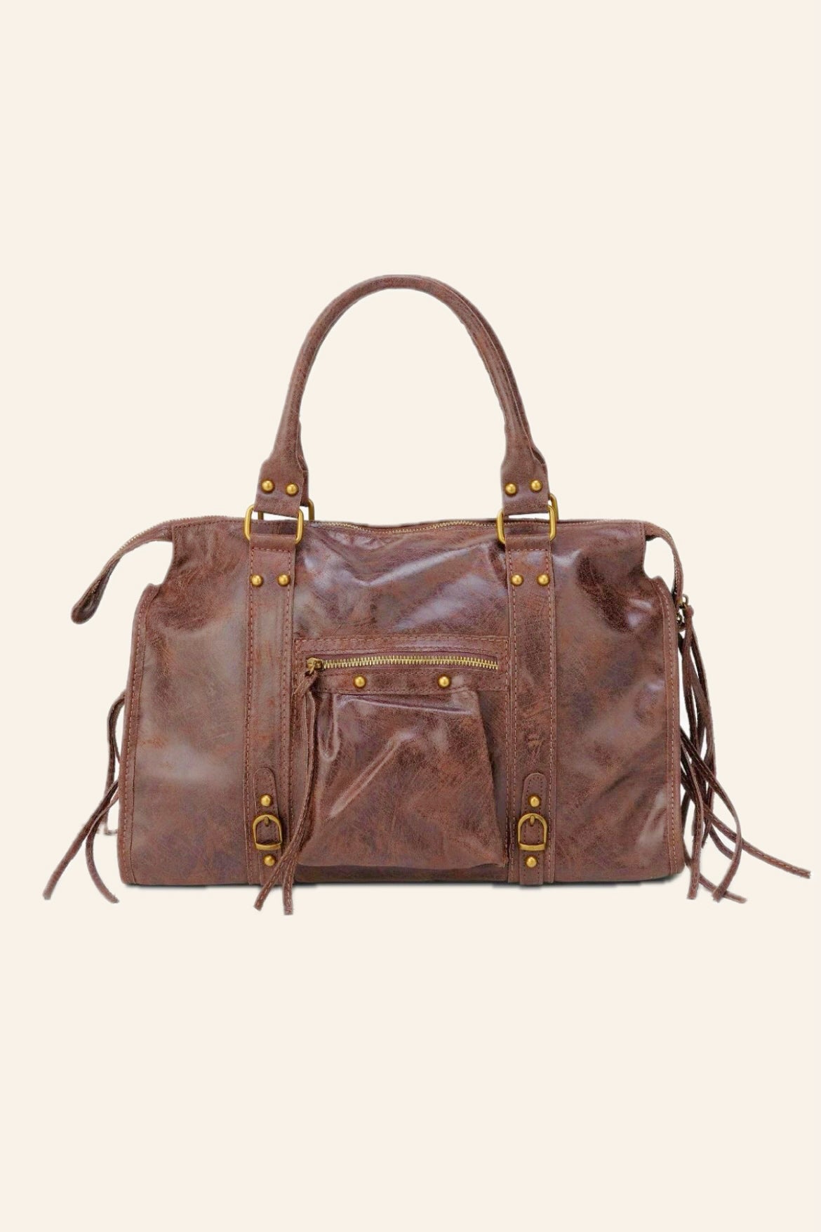 Sac PANAM cuir brossé marron GRAND modèle
