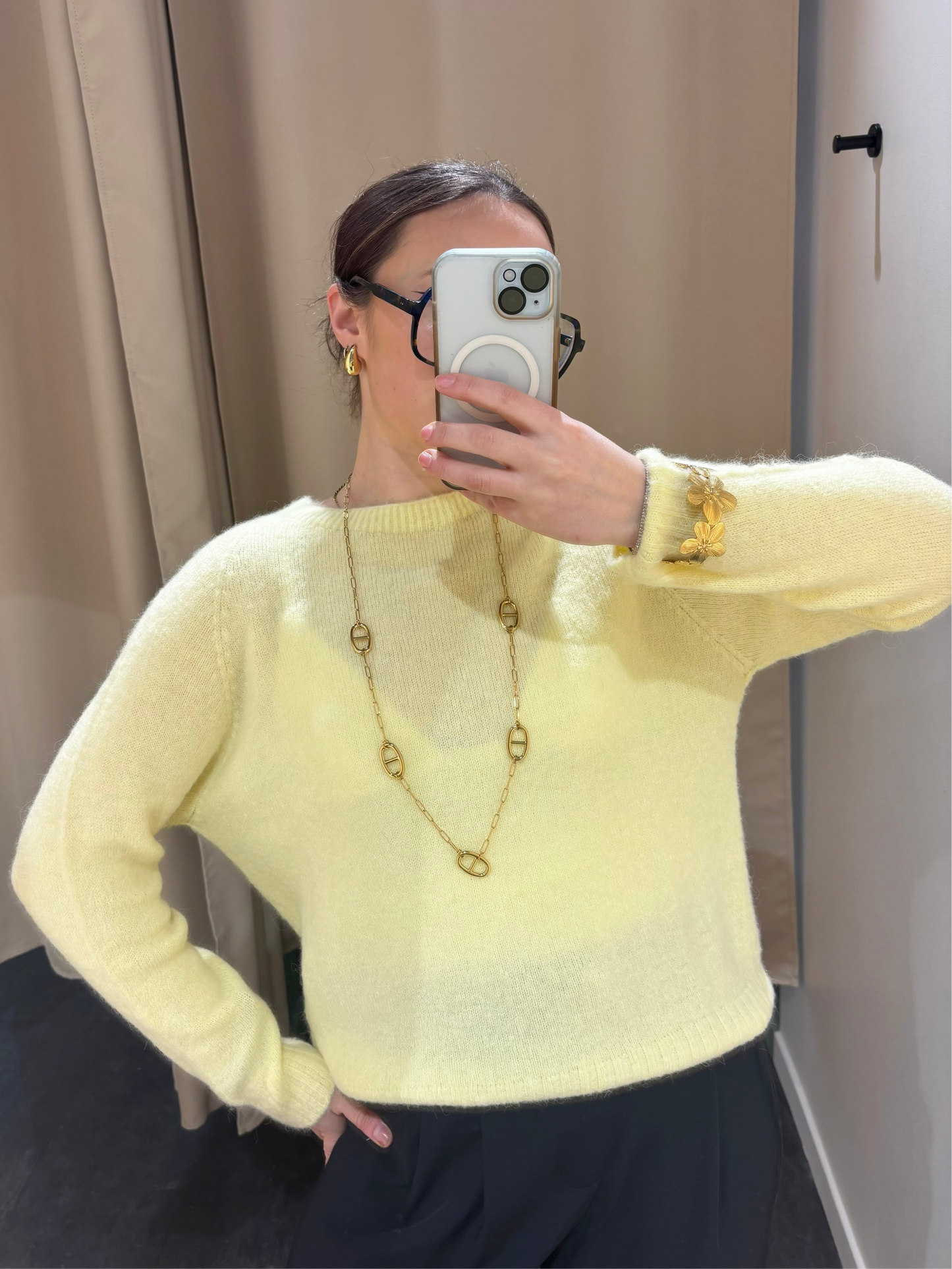 Pull MAËLYS jaune manches longues