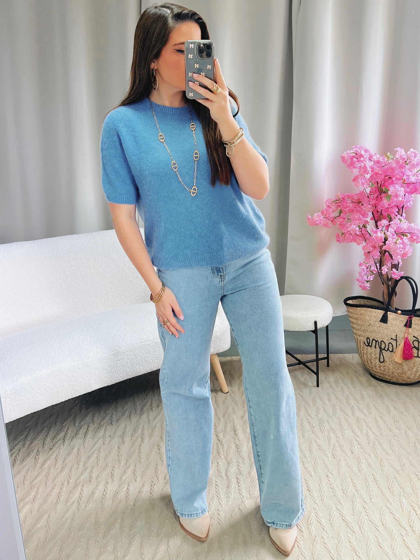 Pull MAËLYS bleu jean