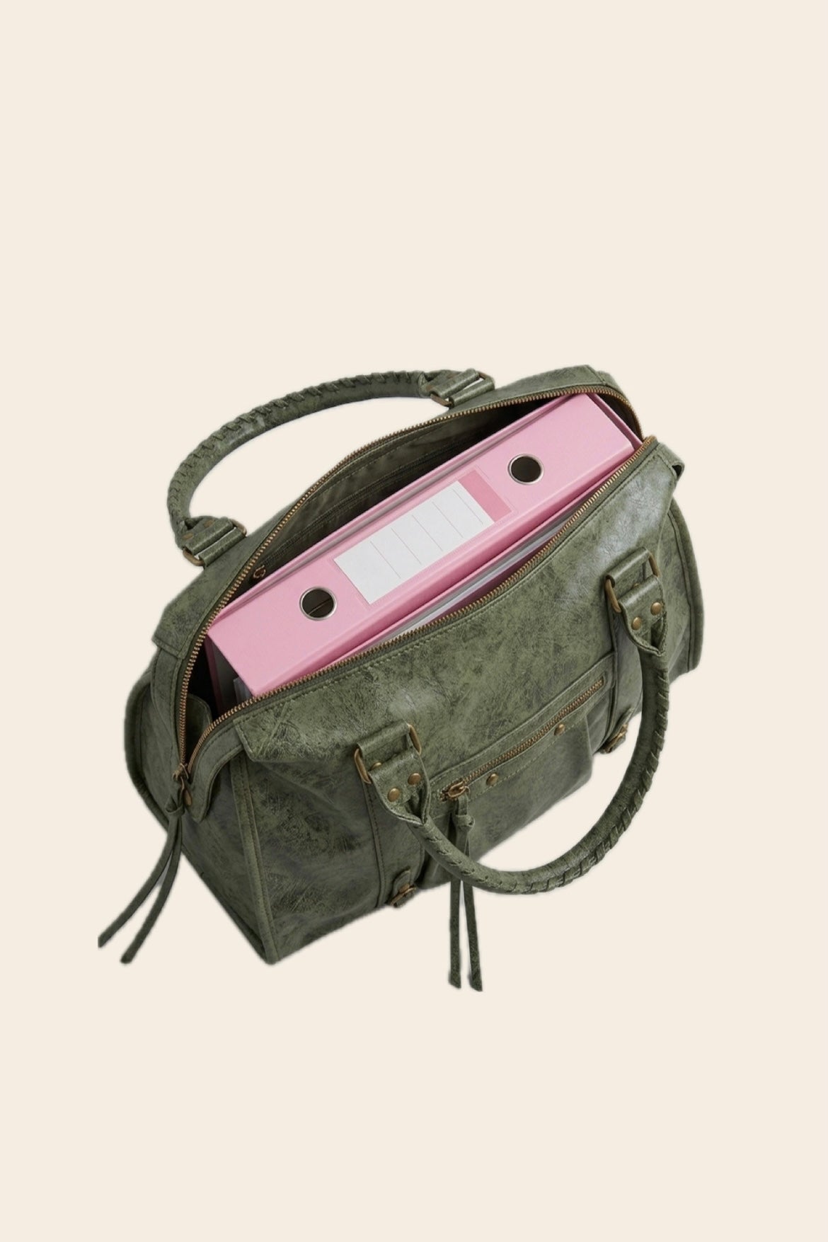 Sac PANAM cuir kaki mat GRAND modèle