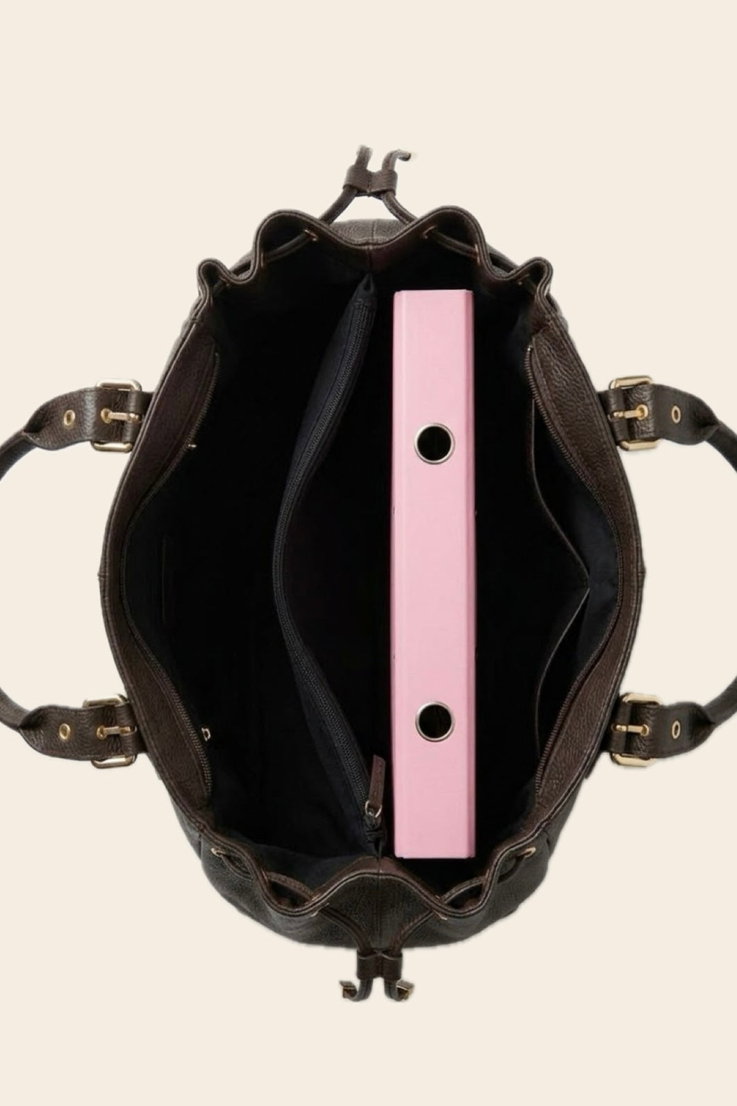 Sac GEREL cuir grainé marron grand modèle