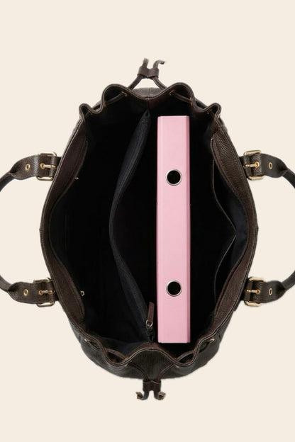 Sac GEREL cuir grainé marron grand modèle