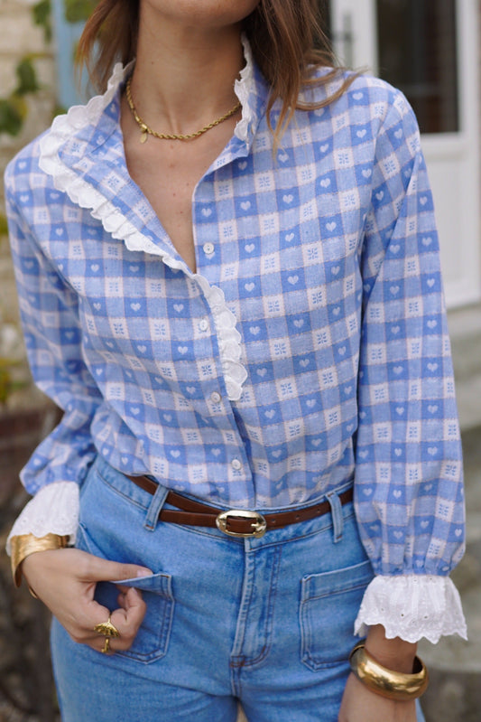 Blouse VICHY bleu et blanche
