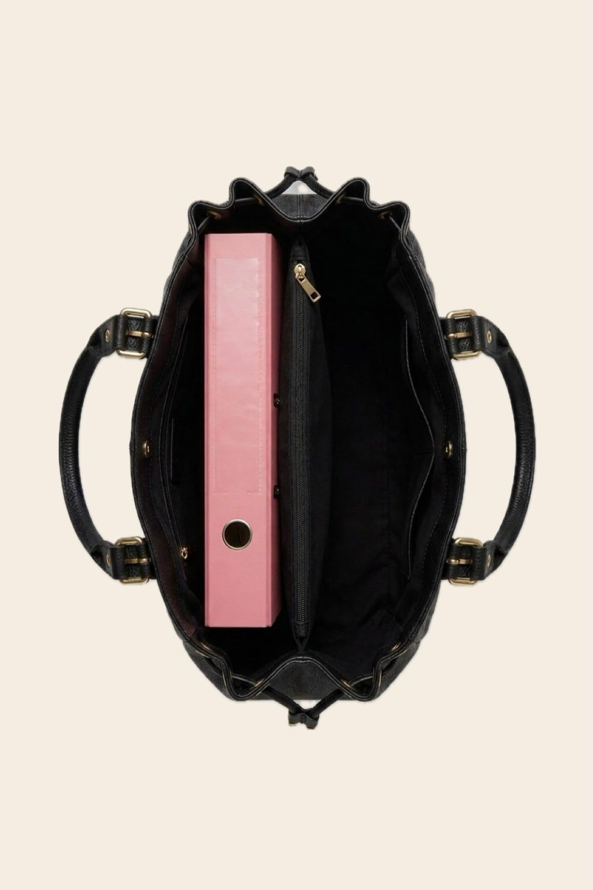 Sac GEREL cuir grainé noir grand modèle