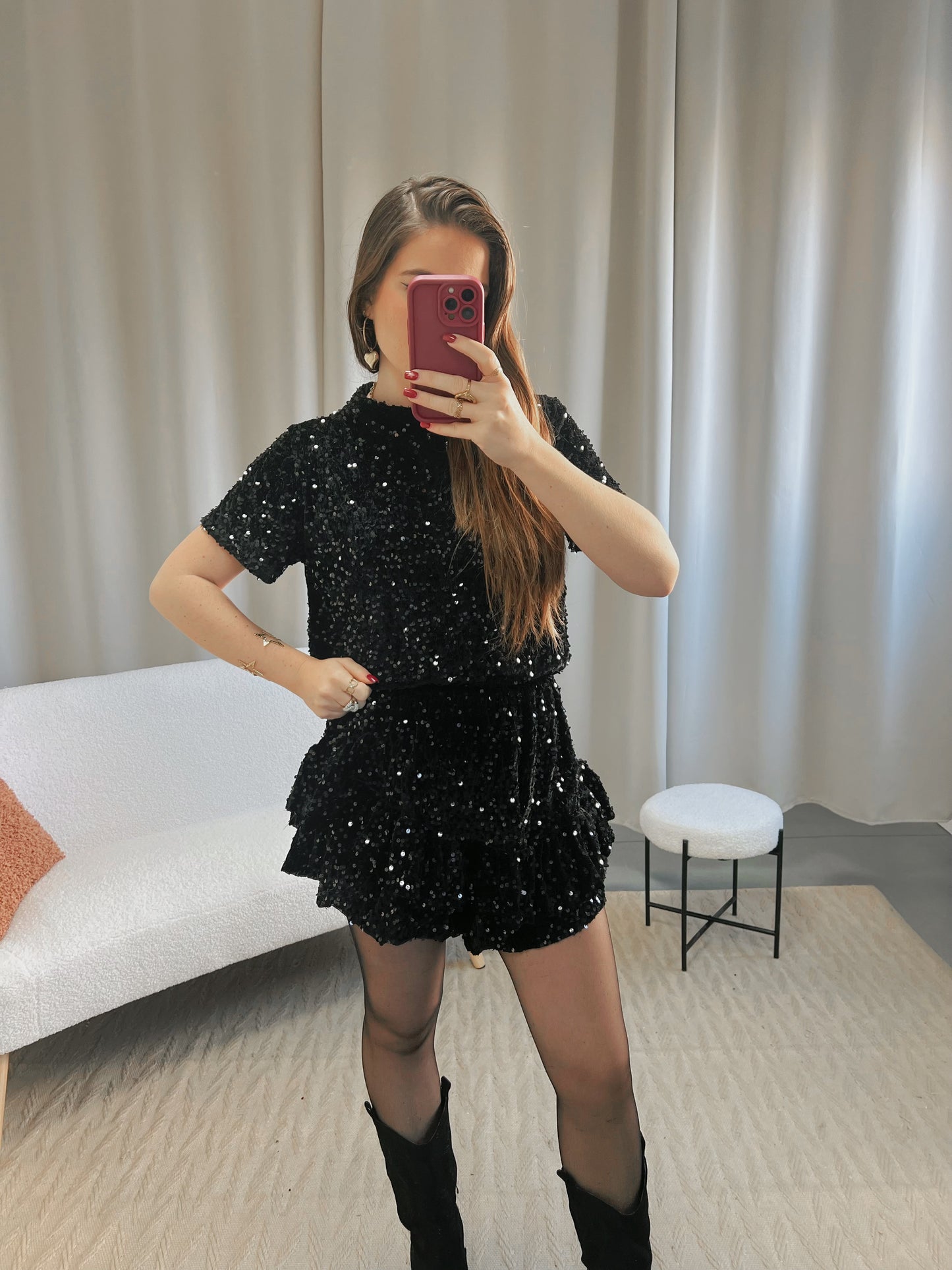 Jupe short GLITTER noire