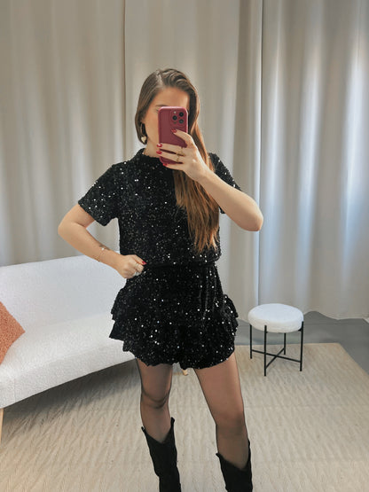 Jupe short GLITTER noire