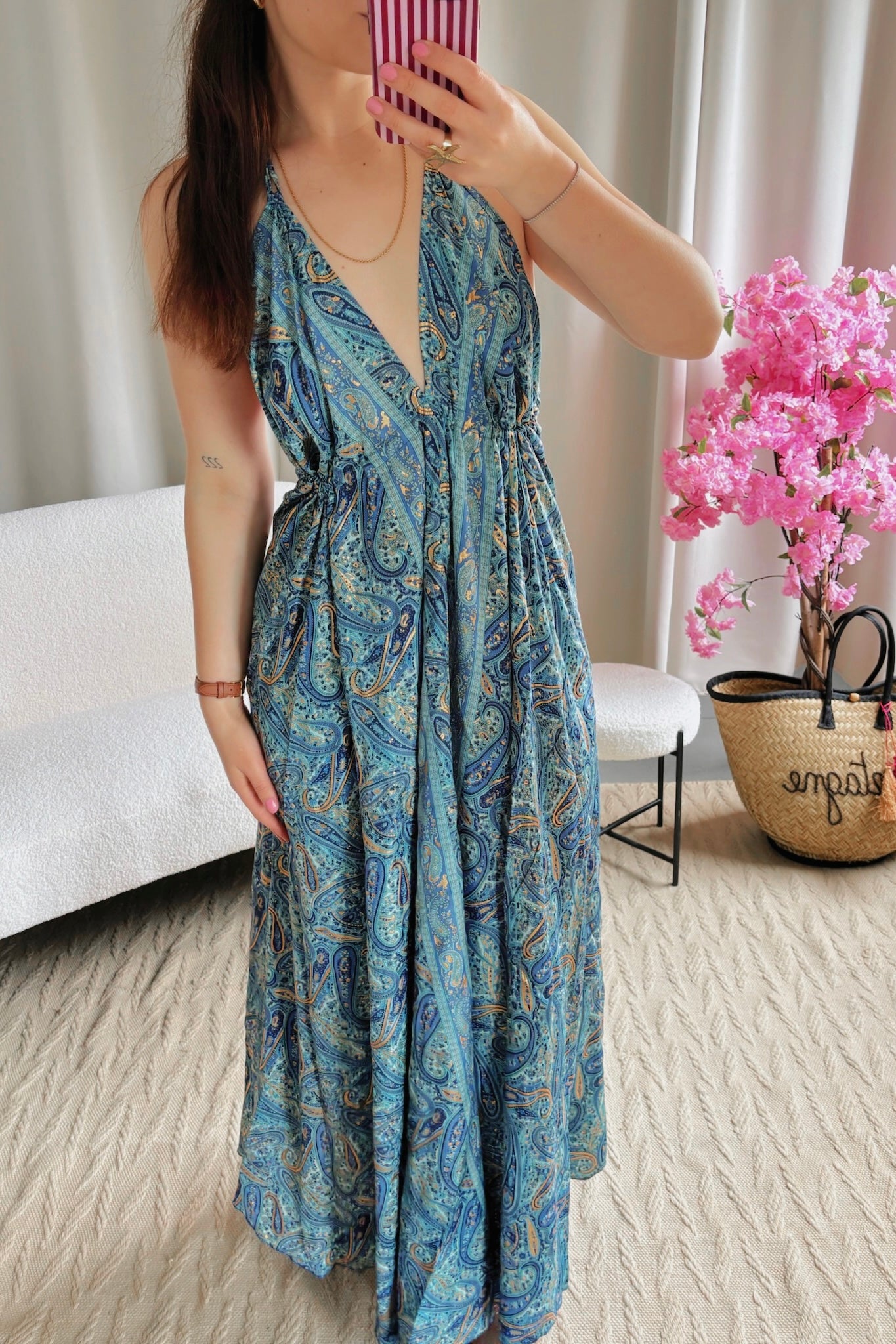 Robe BOHÈME bleu canard