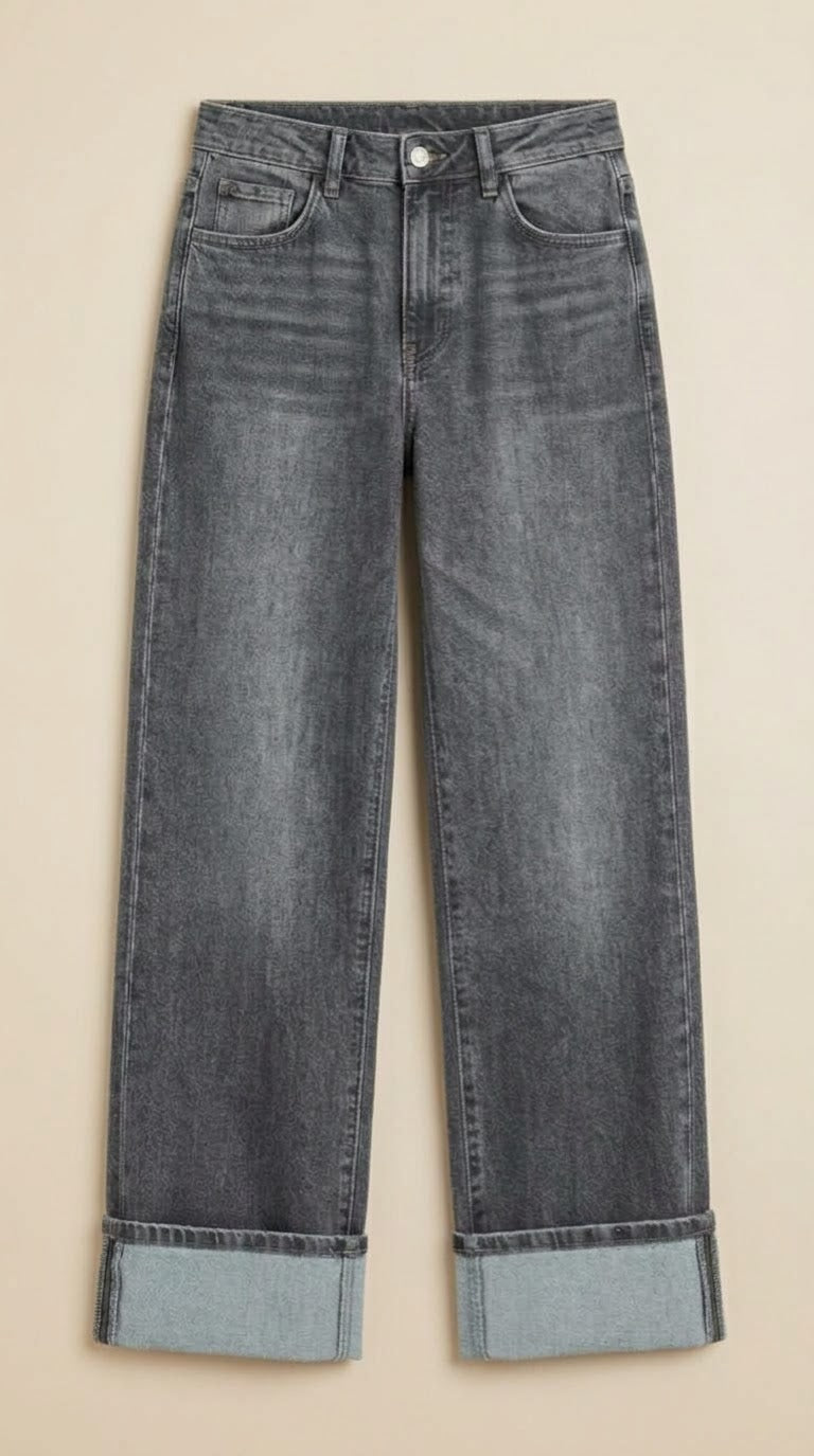 Jean wide leg LILY gris foncé