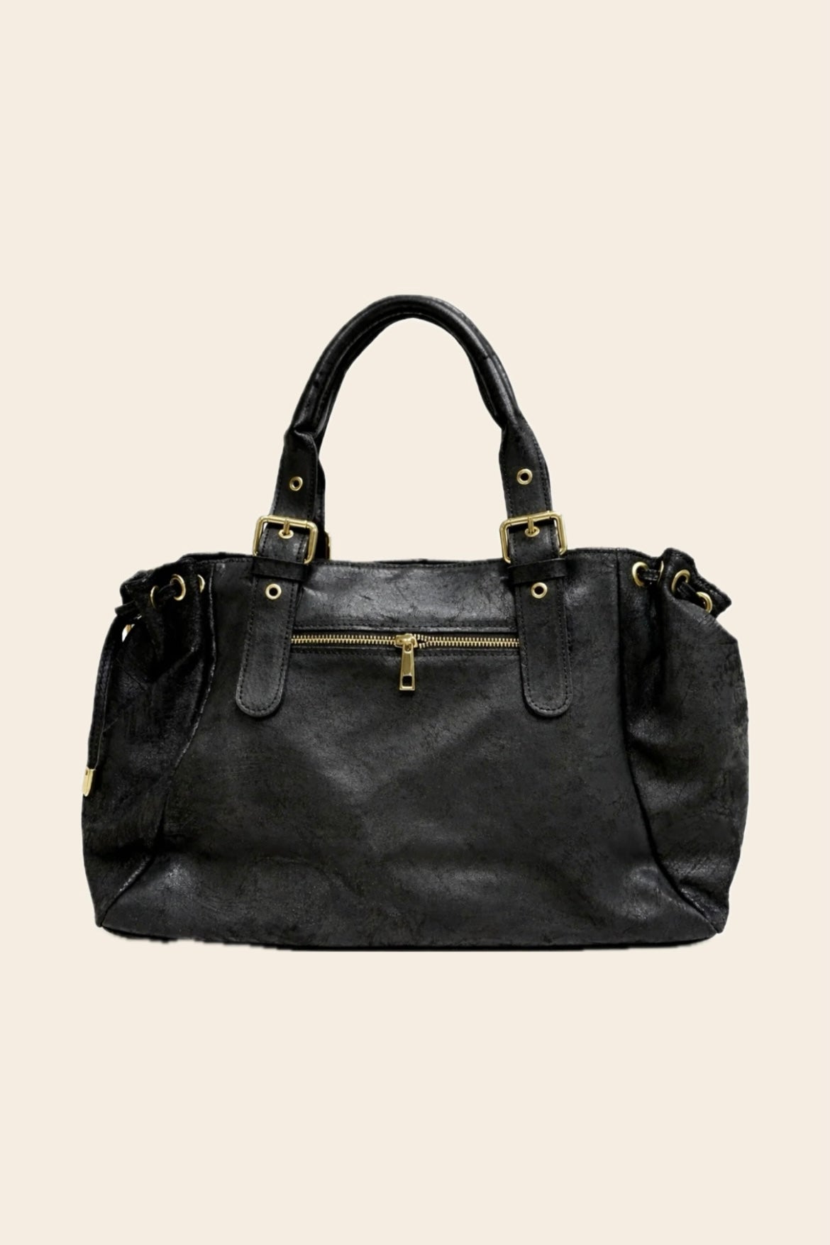 Sac GEREL cuir brossé noir grand modèle