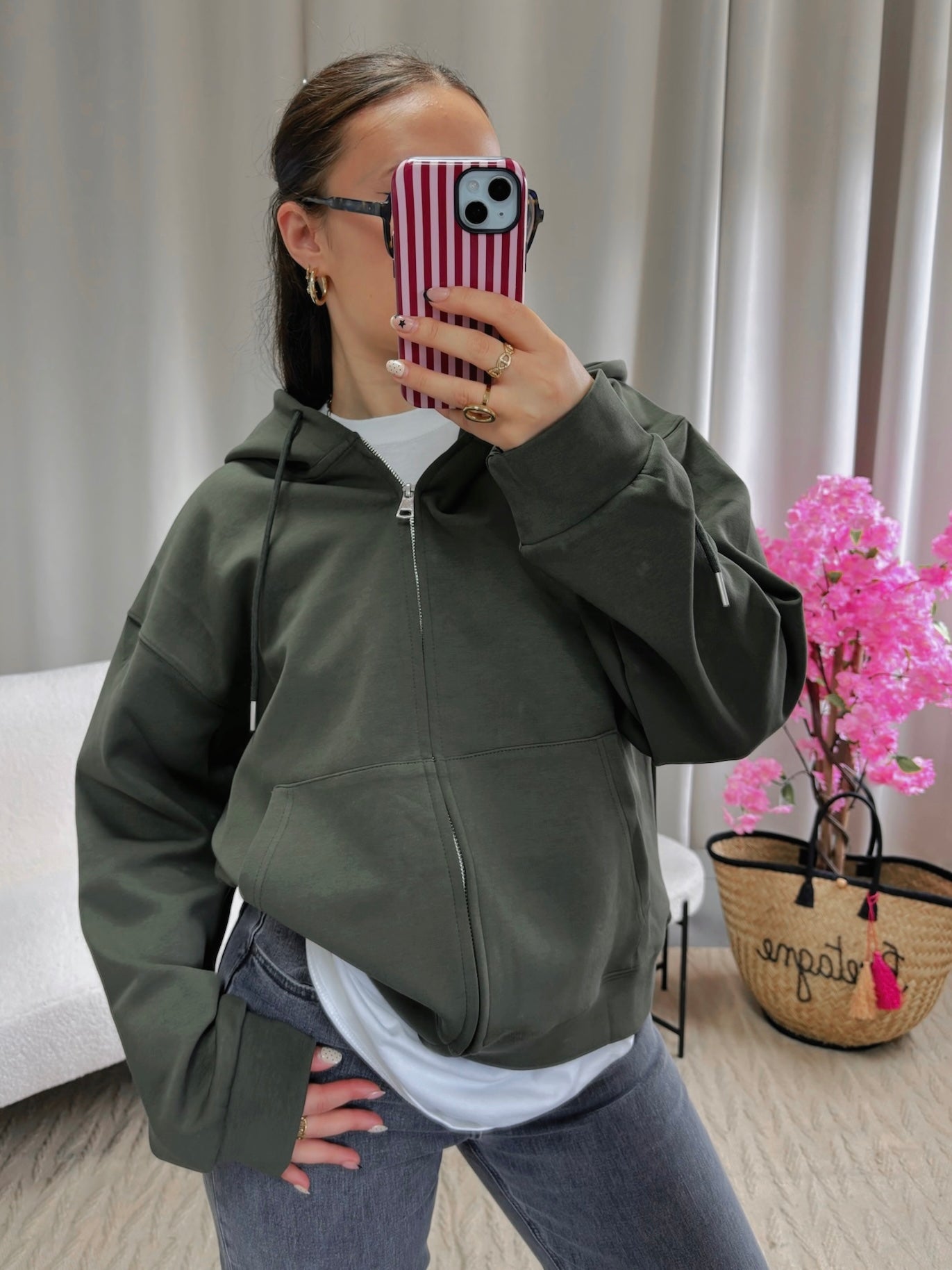 Sweat zippé ANGEL kaki