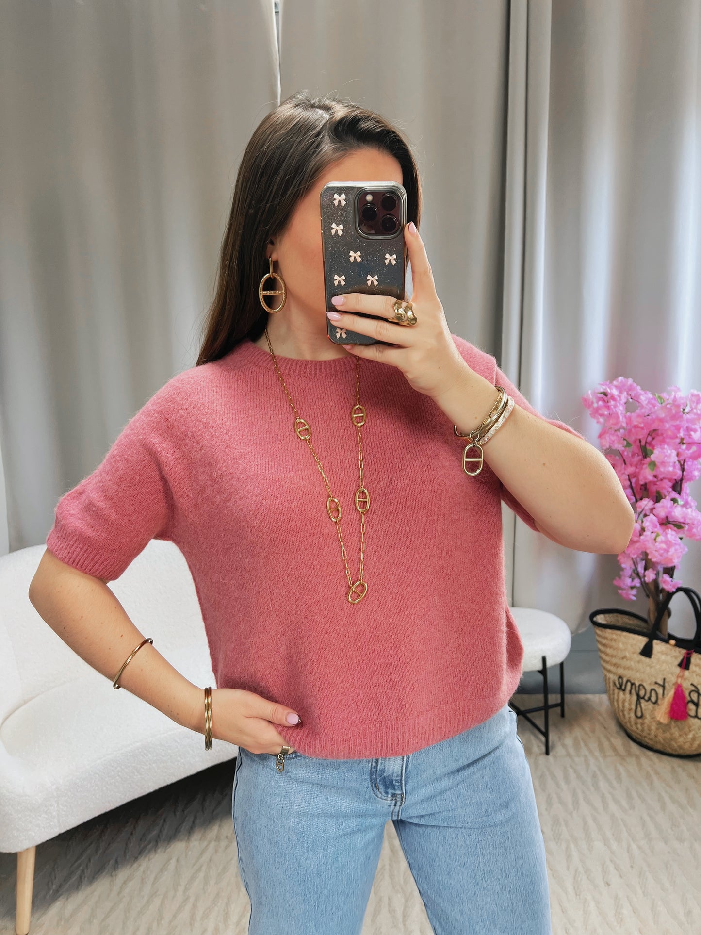 Pull MAËLYS vieux rose