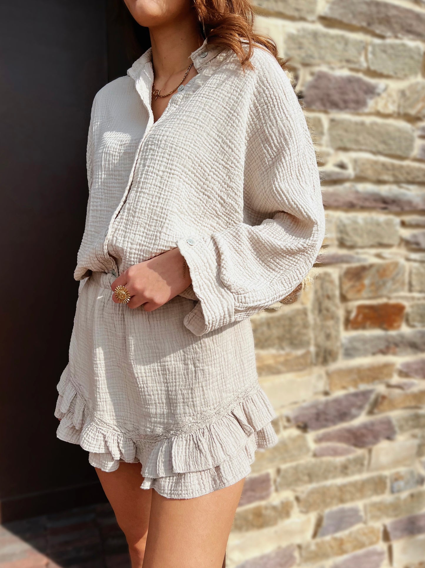 Jupe short LINA beige