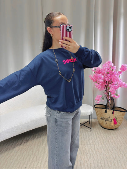 Sweat ICONIC bleu marine