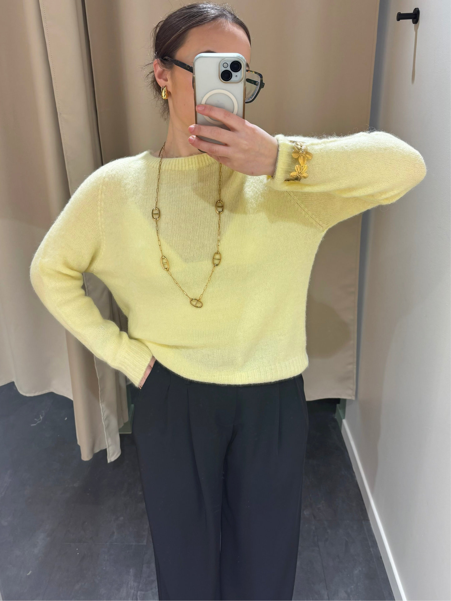 Pull MAËLYS jaune manches longues