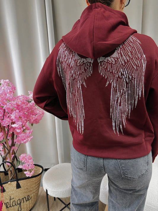 Sweat zippé ANGEL bordeaux