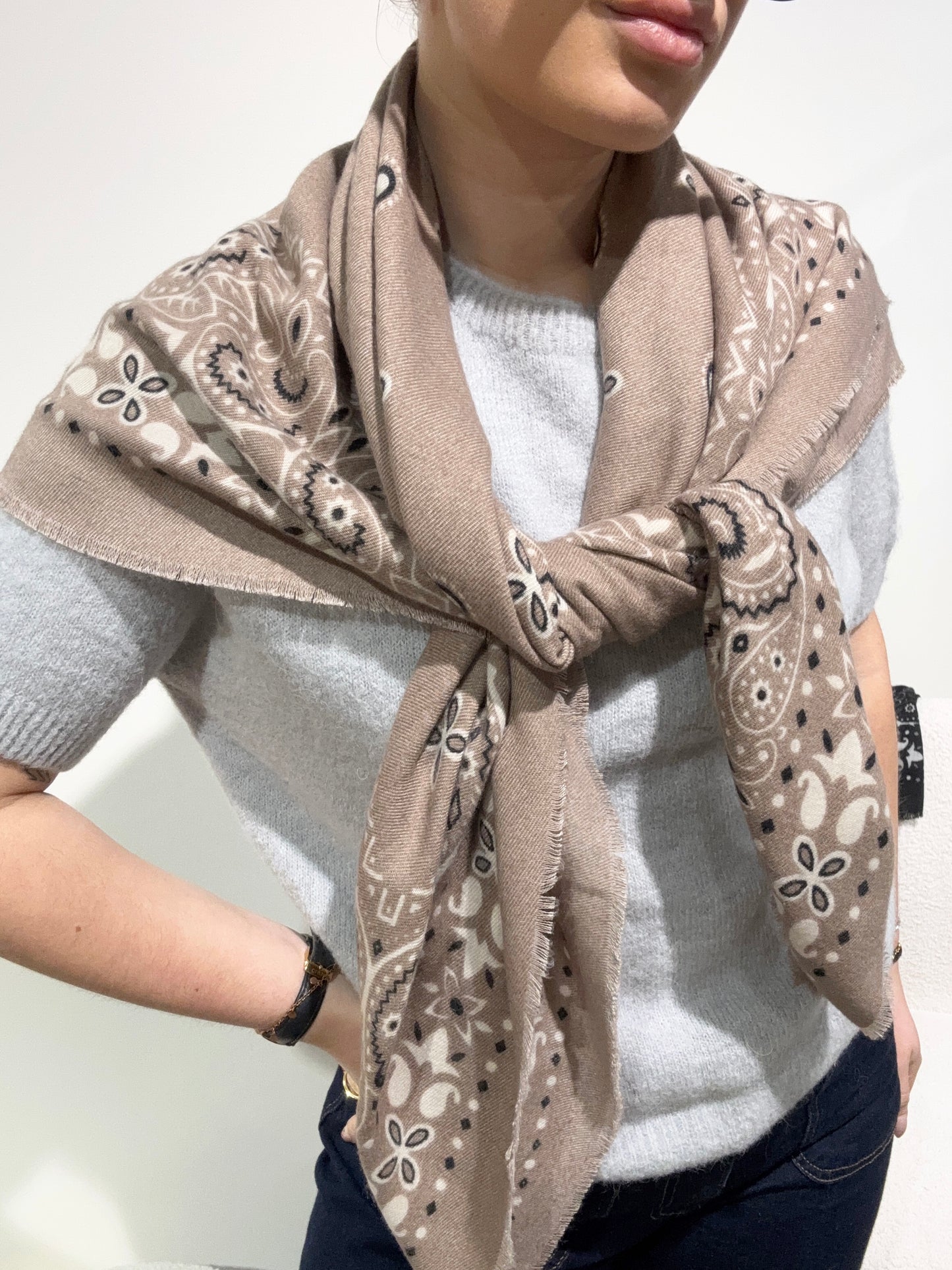 Foulard bandana taupe